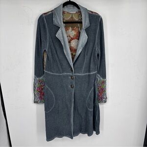 Soft Surroundings Blue Embroidered Women's Blazer